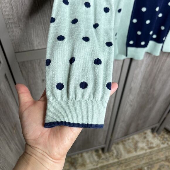 Lands' End Cardigan Supima Cotton Polka Dots Blue Color Size S - Picture 3 of 5